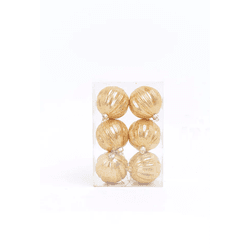 Jogo 6 Bolas Texturizadas Brilho Dourado 8cm Cromu... - BARBIZAN DECORE