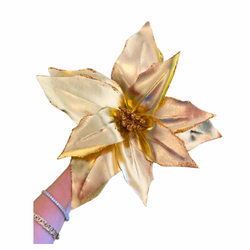 Flor Natalina Poinsetia Dourada Brilho Cromus Nata... - BARBIZAN DECORE