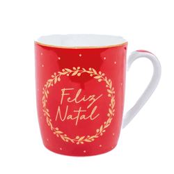 Caneca Feliz Natal Vermelha Guirlanda - 42391 - BARBIZAN DECORE
