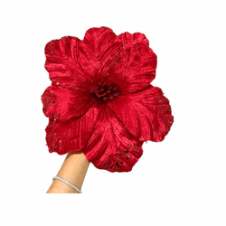 Flor Natalina Flor De Natal Veludo Grande Vermelha... - BARBIZAN DECORE
