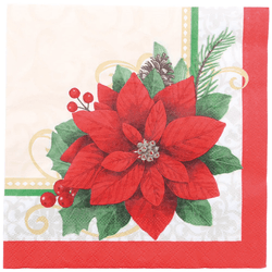 Guardanapo De Papel Poisentia Vermelha Verde 20 Fo... - BARBIZAN DECORE