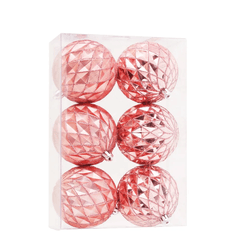 Jogo 6 Bolas de Natal Gomos Rosa 8cm Cromus - 4122 - BARBIZAN DECORE