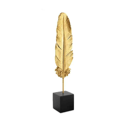 Escultura Decorativa Pena Dourada em Poliresina 33... - BARBIZAN DECORE
