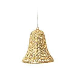 Enfeite Natal Pendurar Sino Vazado Glitter Ouro G ... - BARBIZAN DECORE