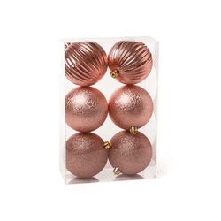 Jogo 6 Bolas Natal Glitter Texturizada Ondas Rosa ... - BARBIZAN DECORE