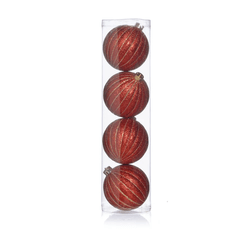Jogo 4 Bolas Natal com Listras Vermelho e Dourado ... - BARBIZAN DECORE