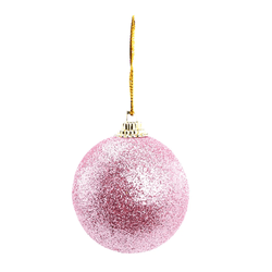Jogo 6 Bolas De Natal Glitter Brilho Rosa 5cm Crom... - BARBIZAN DECORE