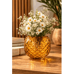 Vaso Vidro Decorativo Ambar Decoração Luxo 21cm - ... - BARBIZAN DECORE