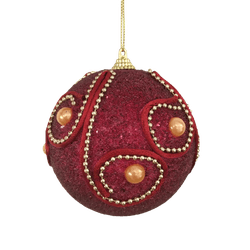 Bola Decorada Vinho e Dourado 10 cm Com 3 Unidades... - BARBIZAN DECORE