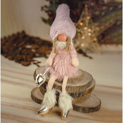 Menina Bonnet Sentada Rosa 50cm - 34395 - BARBIZAN DECORE