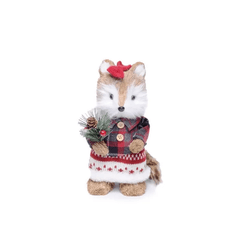 Raposa em Pé Com Laço Saia E Casaco Natal - 34678 - BARBIZAN DECORE