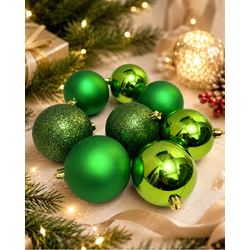 Tubo 8 Bolas De Natal Sortidas Verde 8cm Cromus Na... - BARBIZAN DECORE