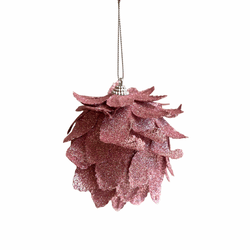 Jogo 3 Bolas De Natal Flor Glitter Rosa 10cm Tok D... - BARBIZAN DECORE