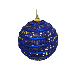 Caixa Com 3 Bolas Natalinas Azul Com Brilho 10cm -... - BARBIZAN DECORE