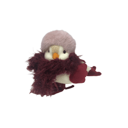 Enfeite Pássaro C/ Touca E Cachecol Vinho 15cm Nat... - BARBIZAN DECORE