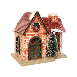 Casinha de Tijolos Decor Natal c Led e Arvore - 36... - BARBIZAN DECORE