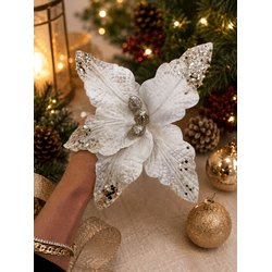 Flor Natalina Poinsetia 24cm Champagne Tok da Casa... - BARBIZAN DECORE