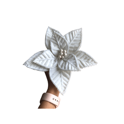 Flor Natalina Poisentia Branca com Miçanga 22cm - ... - BARBIZAN DECORE