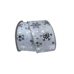 Fita Natalina Aramada 6,3cm Floco de Neve Branca 9... - BARBIZAN DECORE