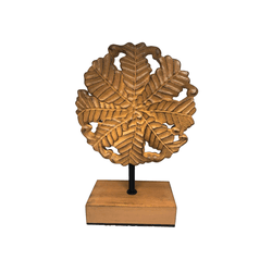 Escultura Folha Caramelo em Madeira 35cm - 36686 - BARBIZAN DECORE