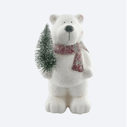Enfeite Urso Polar Cerâmica Com Pinheiro Decoração... - BARBIZAN DECORE