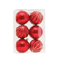 Jogo 6 Bolas Texturizadas Vermelho Dourado 8cm Cro... - BARBIZAN DECORE