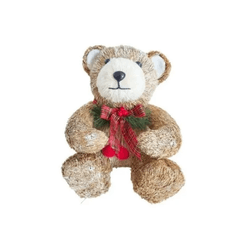 Enfeite Decoração De Natal Urso Palha 26cm Tok Da ... - BARBIZAN DECORE