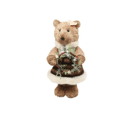 Ursa de Palha com Vestido de Lã e Guirlanda Decor ... - BARBIZAN DECORE