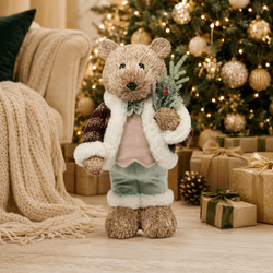Urso de Palha com Casaco de Lã Roupa e Gravata 37c... - BARBIZAN DECORE
