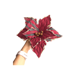 Flor Natalina Poinsetia Xadrez Vermelho E Verde - ... - BARBIZAN DECORE