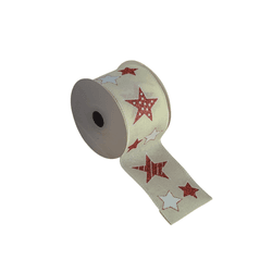 Fita Natalina Decorada Branca Estrela Rosa 6,3cmx9... - BARBIZAN DECORE