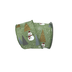 Fita Natalina Verde com Boneco de Neve 9,14m 6,3cm... - BARBIZAN DECORE
