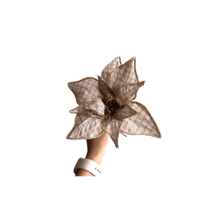 Flor Natalina Poisentia Xadrez Marrom 29cm - 37375 - BARBIZAN DECORE
