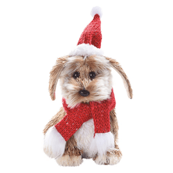 Cachorro Decorativo Com Cachecol E Gorro 19cm Crom... - BARBIZAN DECORE