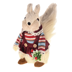 Esquilo Vestido Marsala E Listras Com Pick 21cm Cr... - BARBIZAN DECORE