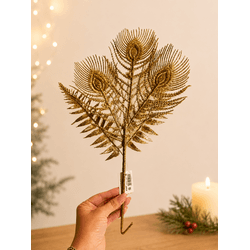Galho Natal Folha Dourado Glitter Enfeite Arvore G... - BARBIZAN DECORE