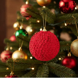 Jogo 3 Bolas De Natal Vermelha Decorada 10cm Tok D... - BARBIZAN DECORE