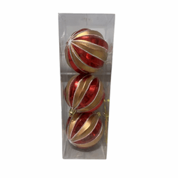Jogo 3 Bolas De Natal Vermelho E Dourado 8cm Tok D... - BARBIZAN DECORE