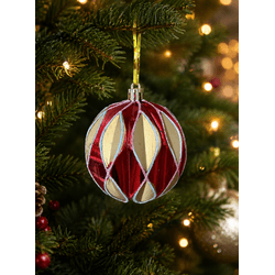 Jogo 3 Bolas De Natal Arabesco Vermelho e Dourado ... - BARBIZAN DECORE