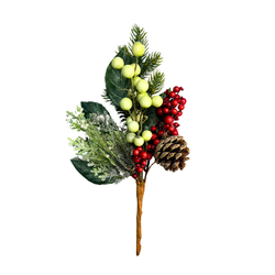Galho Decoração Natal Com Berry E Pinha Tok Da Cas... - BARBIZAN DECORE