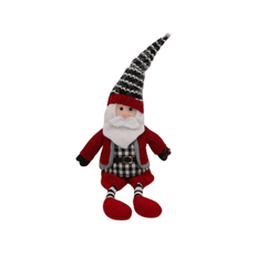 Papai Noel Sentado Vermelho Tricot Xadrez 48cm - 3... - BARBIZAN DECORE