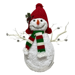 Boneco De Neve Natal Branco Com Touca E Cachecol 4... - BARBIZAN DECORE