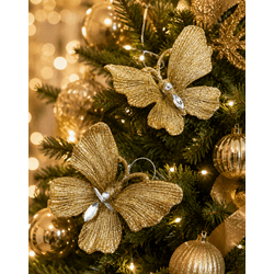 Enfeite Borboleta Natal Decoração Dourado 2 Unidad... - BARBIZAN DECORE