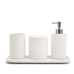 Kit Para Banheiro Lavabo Branco Cimento Mart 4 Peç... - BARBIZAN DECORE