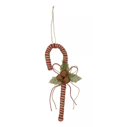 Pingente Bengala Doce Natal Guizo Vermelho Bege 35... - BARBIZAN DECORE
