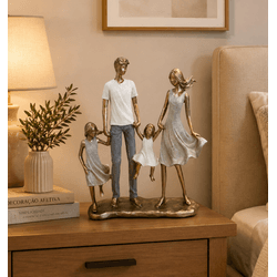 Escultura Decorativa Família Casal De Filhas - 402... - BARBIZAN DECORE