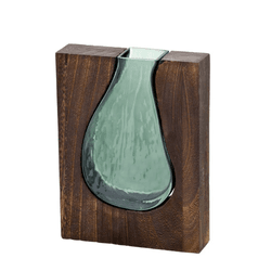 Vaso Decorativo Verde com Madeira 24cm Espressione... - BARBIZAN DECORE