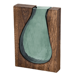 Vaso Decorativo Verde com Madeira 29cm Espressione... - BARBIZAN DECORE