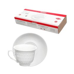 Jogo Xícaras Café Com Pires Anne 65ml Porcelana Br... - BARBIZAN DECORE