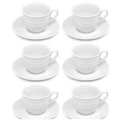 Jogo Xícaras Chá Com Pires Anne 150ml Porcelana Br... - BARBIZAN DECORE